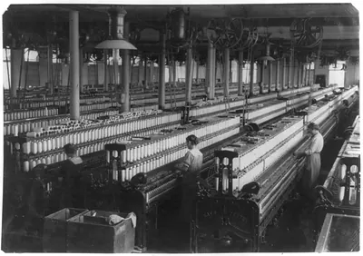 General View of #2 Spinning Room in Indian Orchard Cotton Mill, Indian Orchard, Mass. Location: Indian Orchard, Massachusetts / Lewis W. Hine.