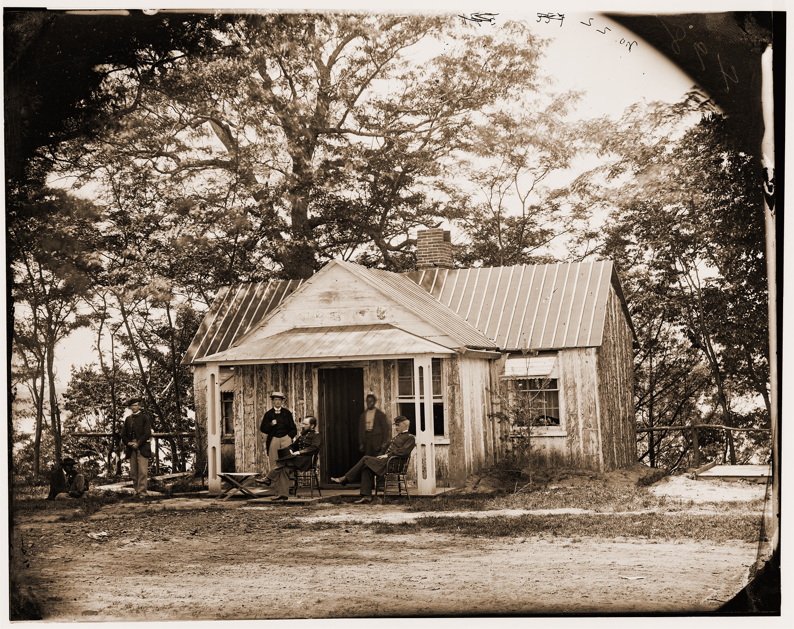 Brandy Station Virginia?. Officers quarters, 1864 — historic photograph