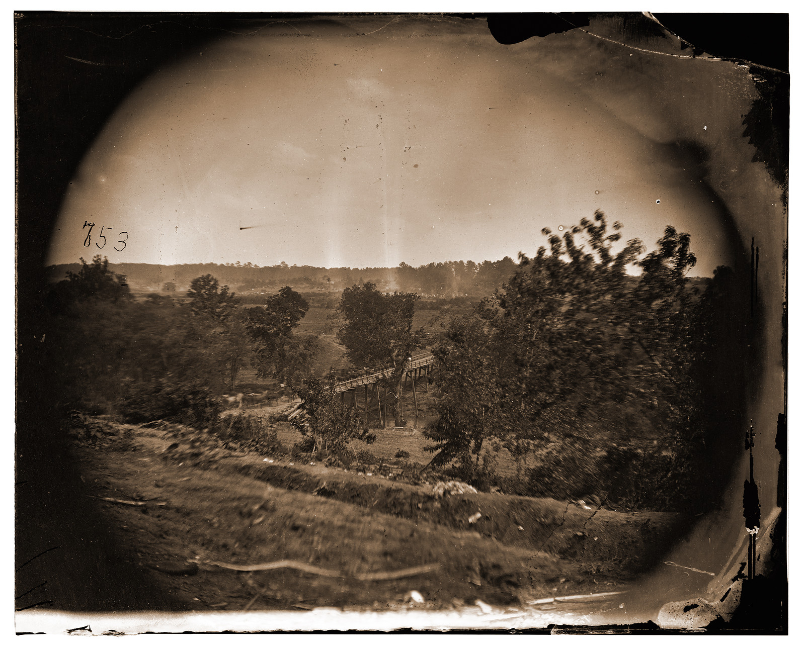 North Anna River Virginia. Cavalry crossing Chesterfield bridge, 1861 — historic photograph