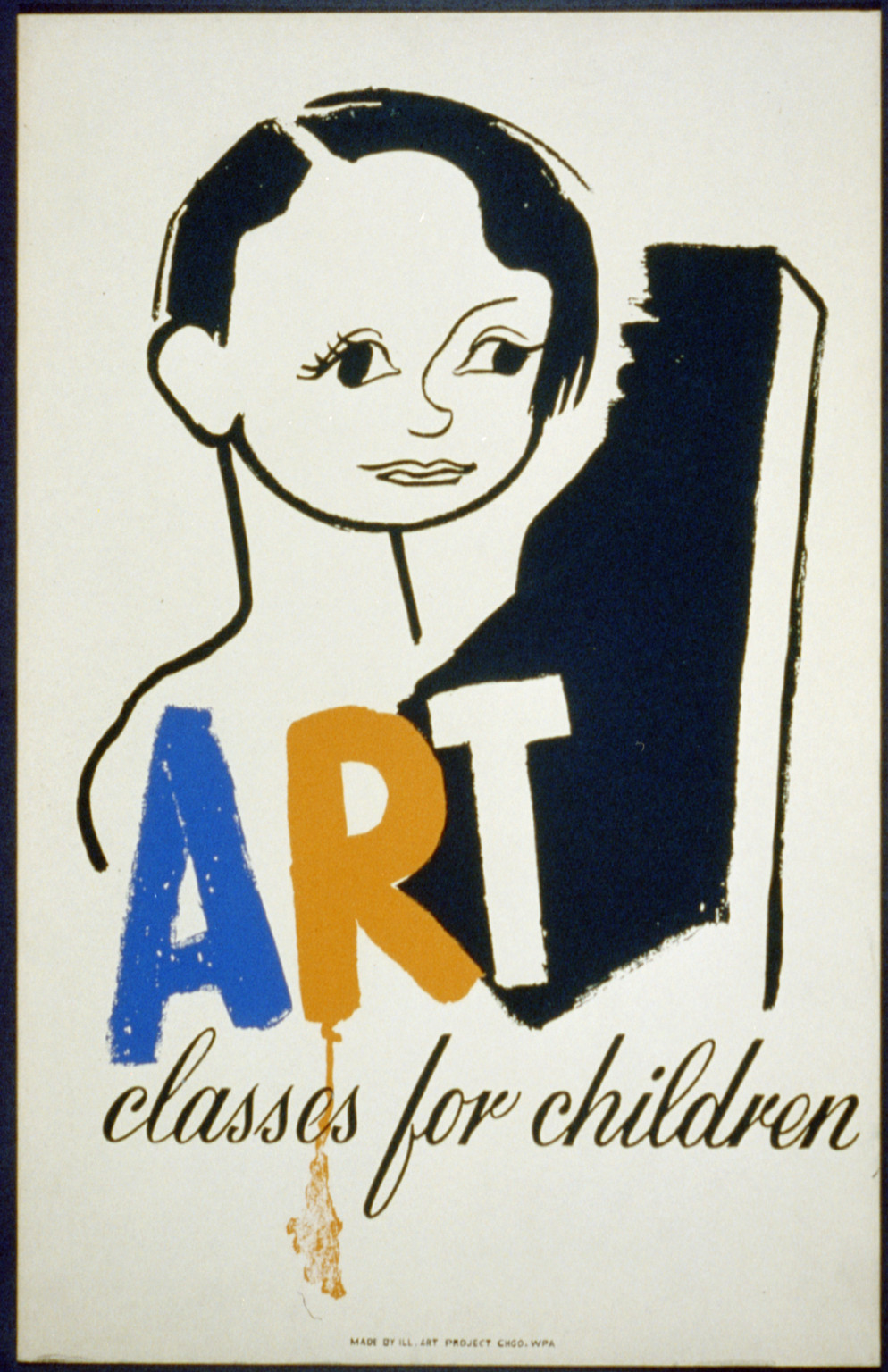 Art classes for children, 1940 — vintage poster