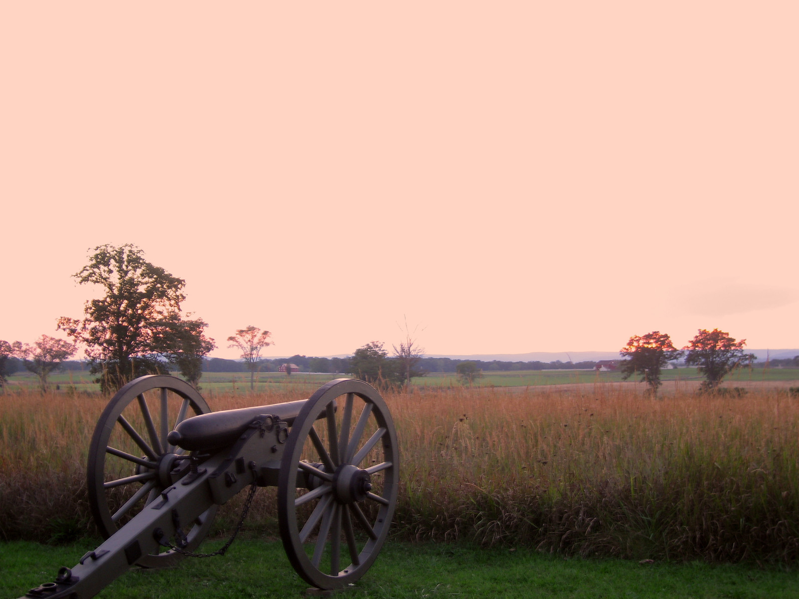 Civil War cannon in field at Gettysburg — historic image