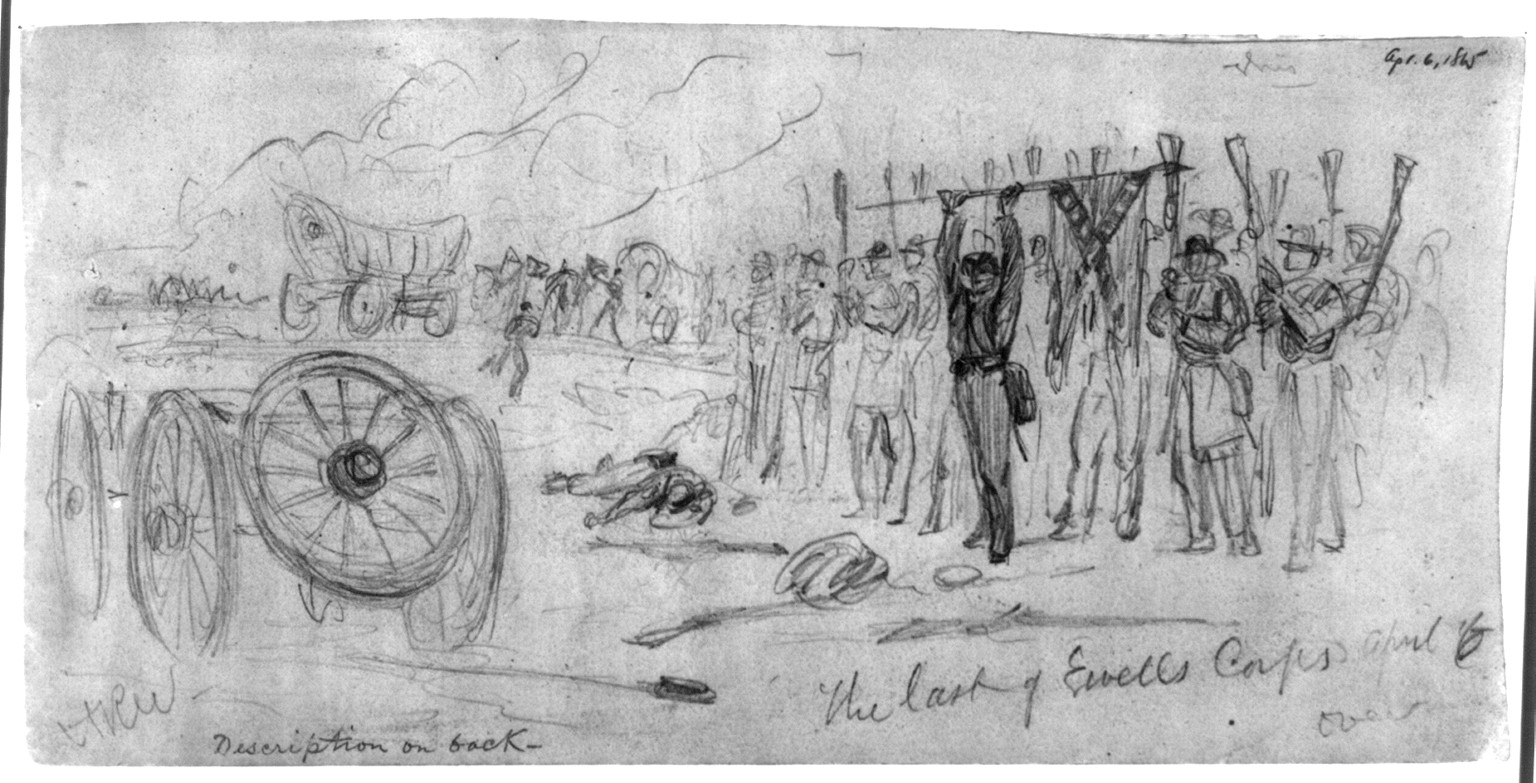 The last of Ewells corps April 6, [1865] April 6. — historic drawing