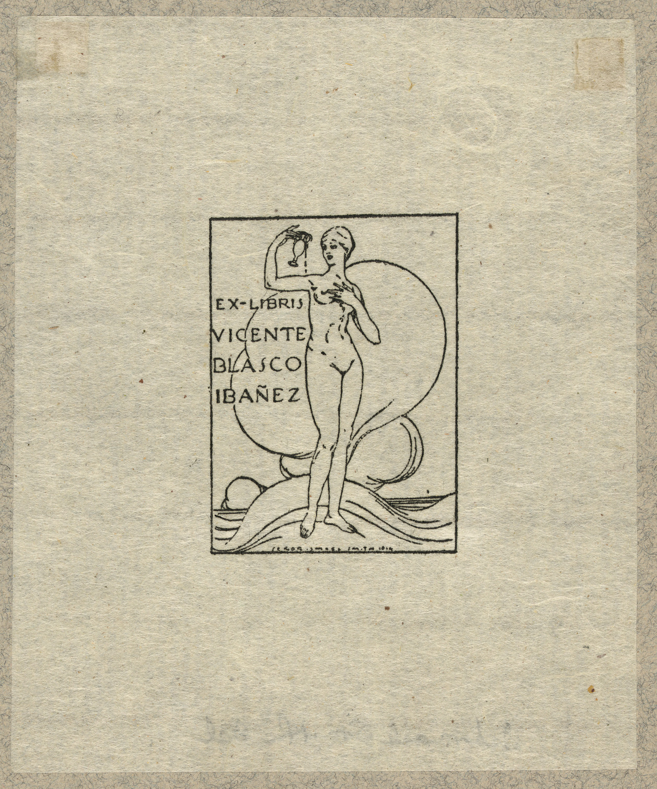Ex-libris bookplate of Vicente Blasco Ibáñez — historic image