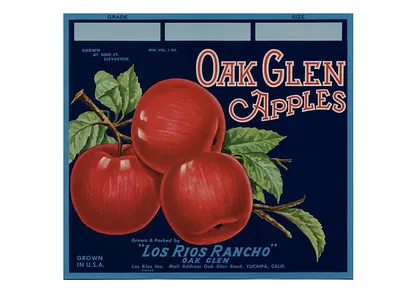 Oak Glen Apples crate label, Los Rios Rancho