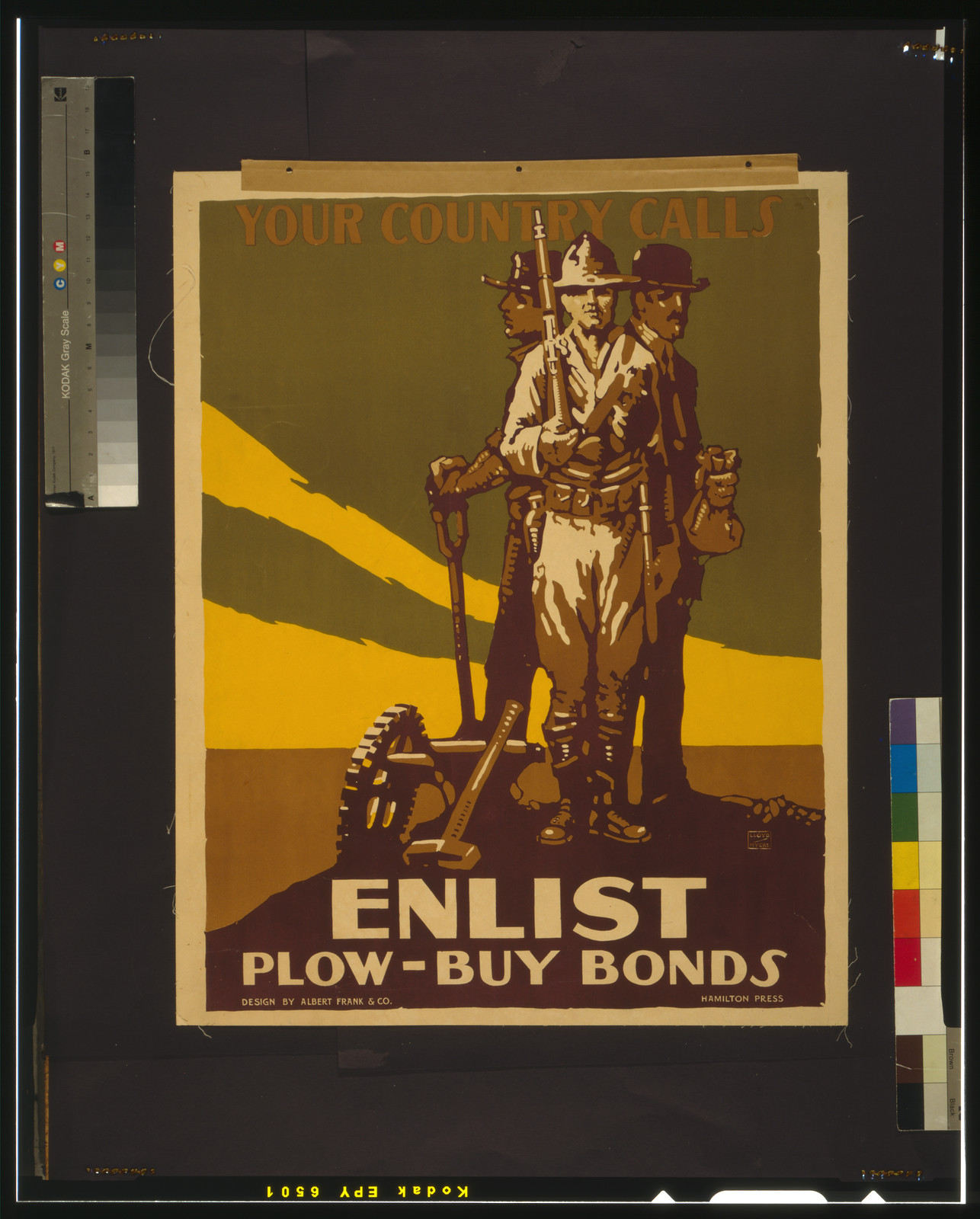 Your country calls Enlist : Plow - buy bonds / Lloyd Myers., [S.l.] Hamilton Press, [between 1916 and 1918] — vintage poster