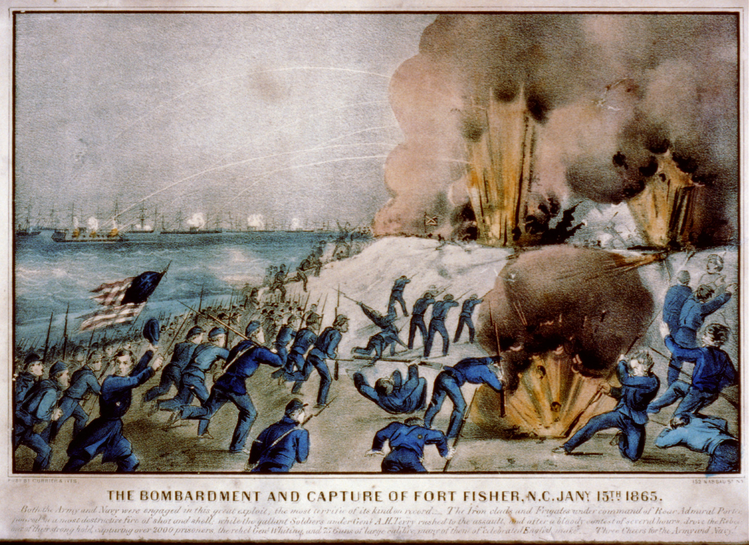 The bombardment and capture of Fort Fisher, N.C. Jany. 15th 1865, [New York] : Currier & Ives, [between ca. 1865 and 1907] — antique lithograph