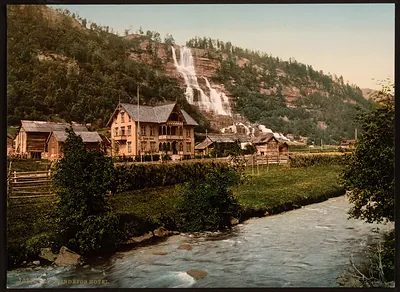 Tvindefos and hotel Hardanger Fjord Norway