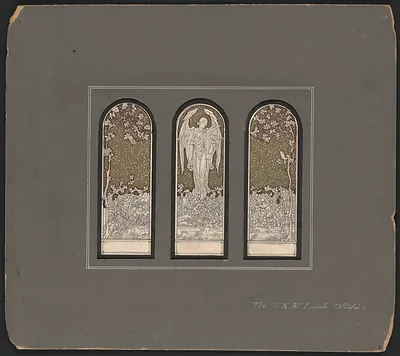 Design drawing for mosaic mural panels with a central angel