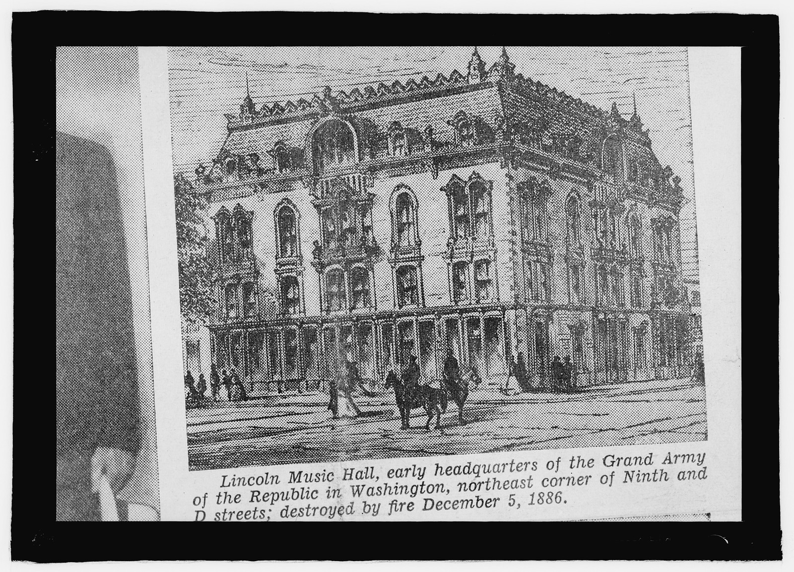 Lincoln Music Hall, 9th & D, [Washington, D.C.], destroyed by fire Dec. 5, 1886 ([...] r, [between 1909 and 1940] — historic photograph