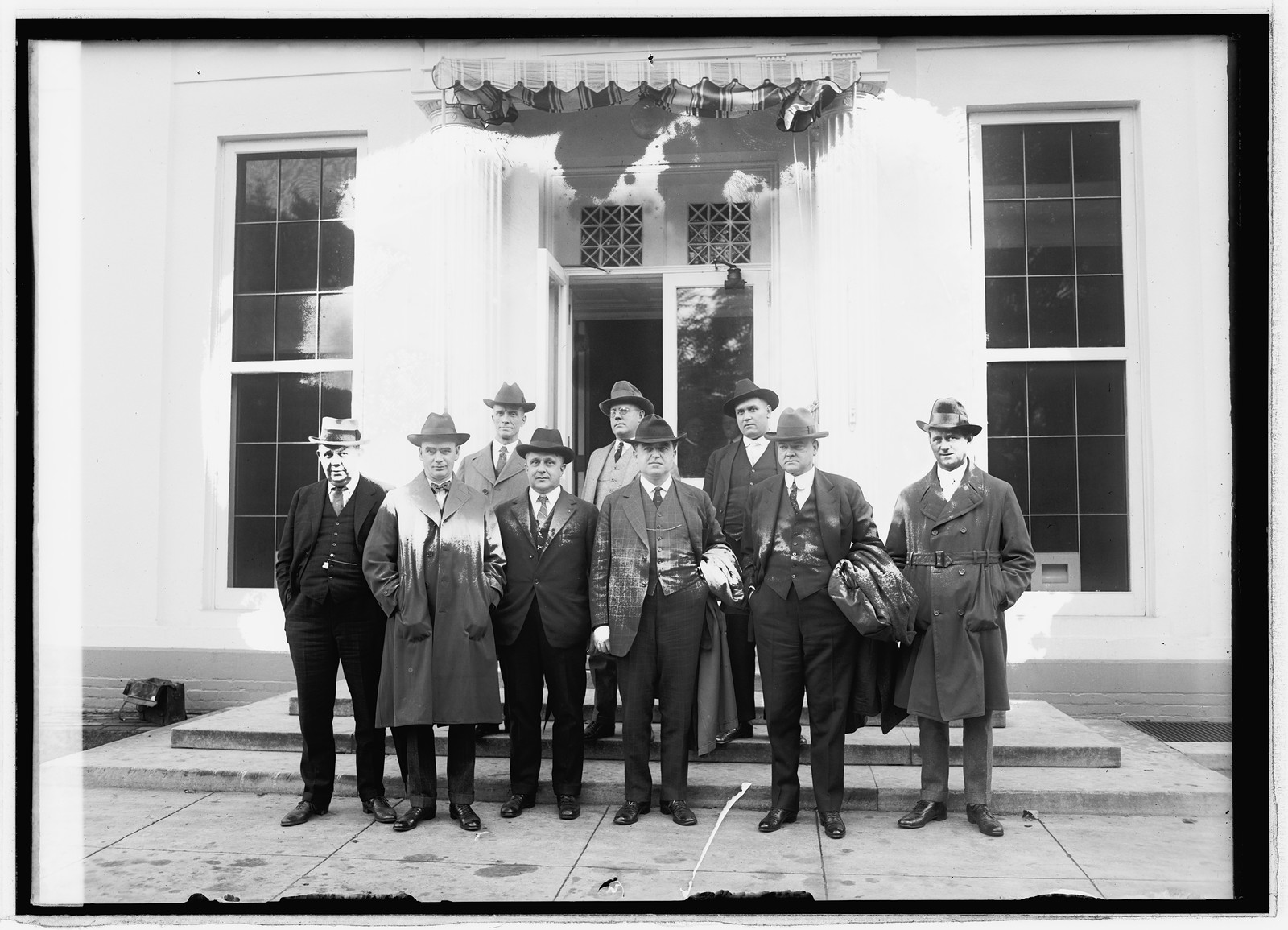 Miner's group at White House, 10/8/21, [19]21 October 8. — historic photograph