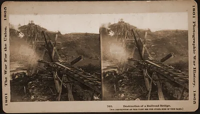 Destruction of a railroad bridge / The War Photograph & Exhibition Company Hartford