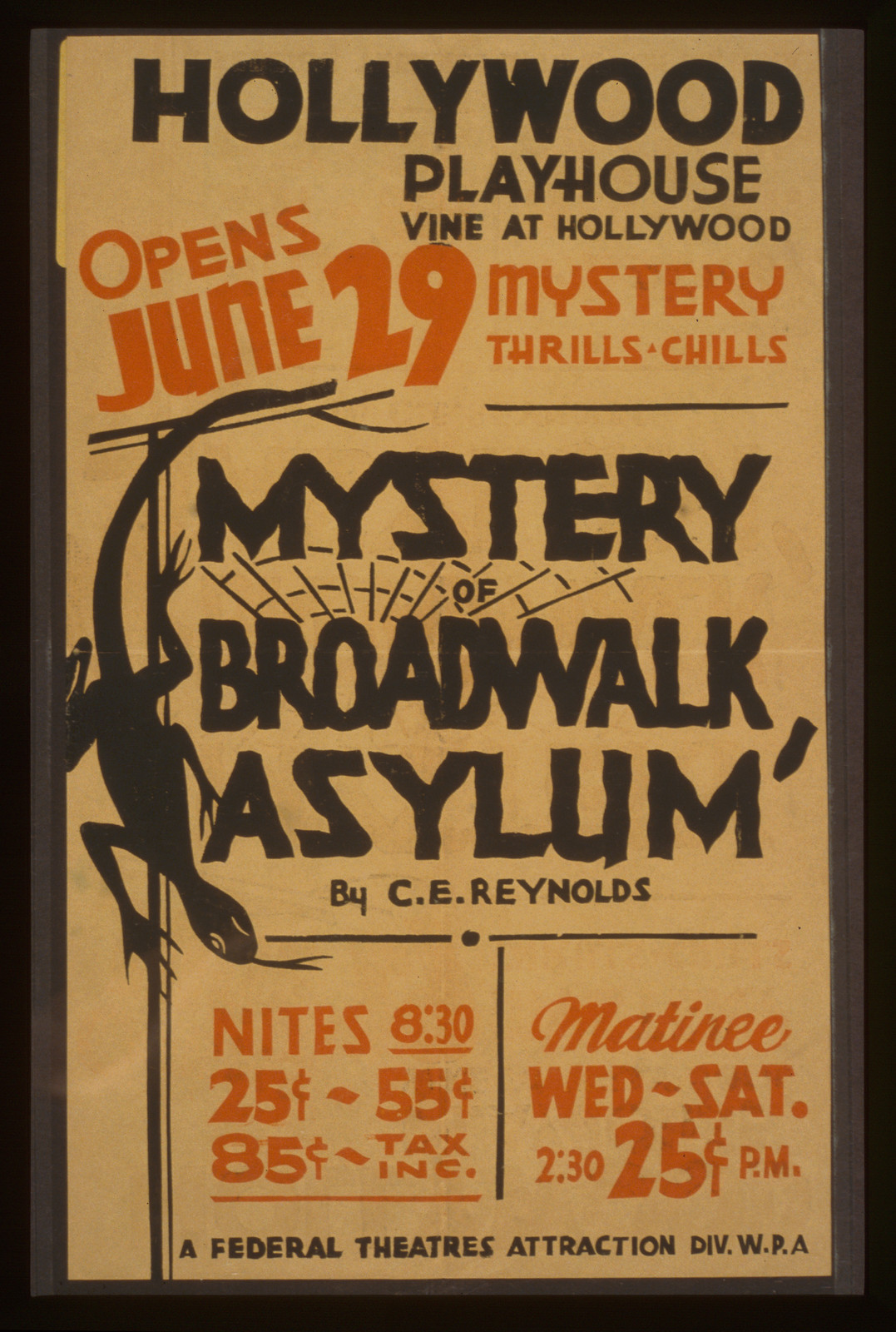 Mystery of broadwalk asylum by C.E. Reynolds, 1936 — vintage poster