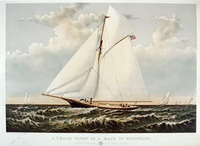A Crack" sloop in a race to windward: Yacht Gracie of New York"