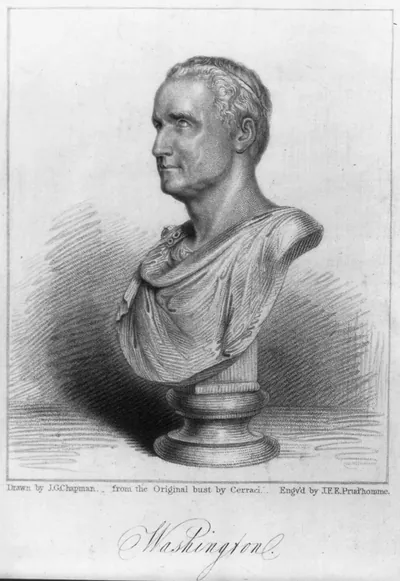 [George Washington, sculpture, bust, facing left]