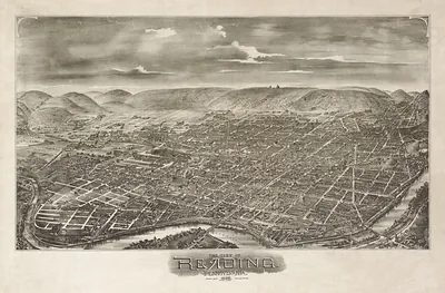 The City of Reading, Pennsylvania, 1898 bird's-eye view