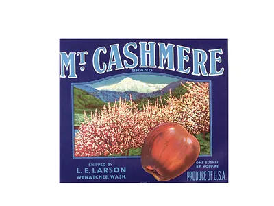 Mt Cashmere Brand apple crate label, Wenatchee, Washington