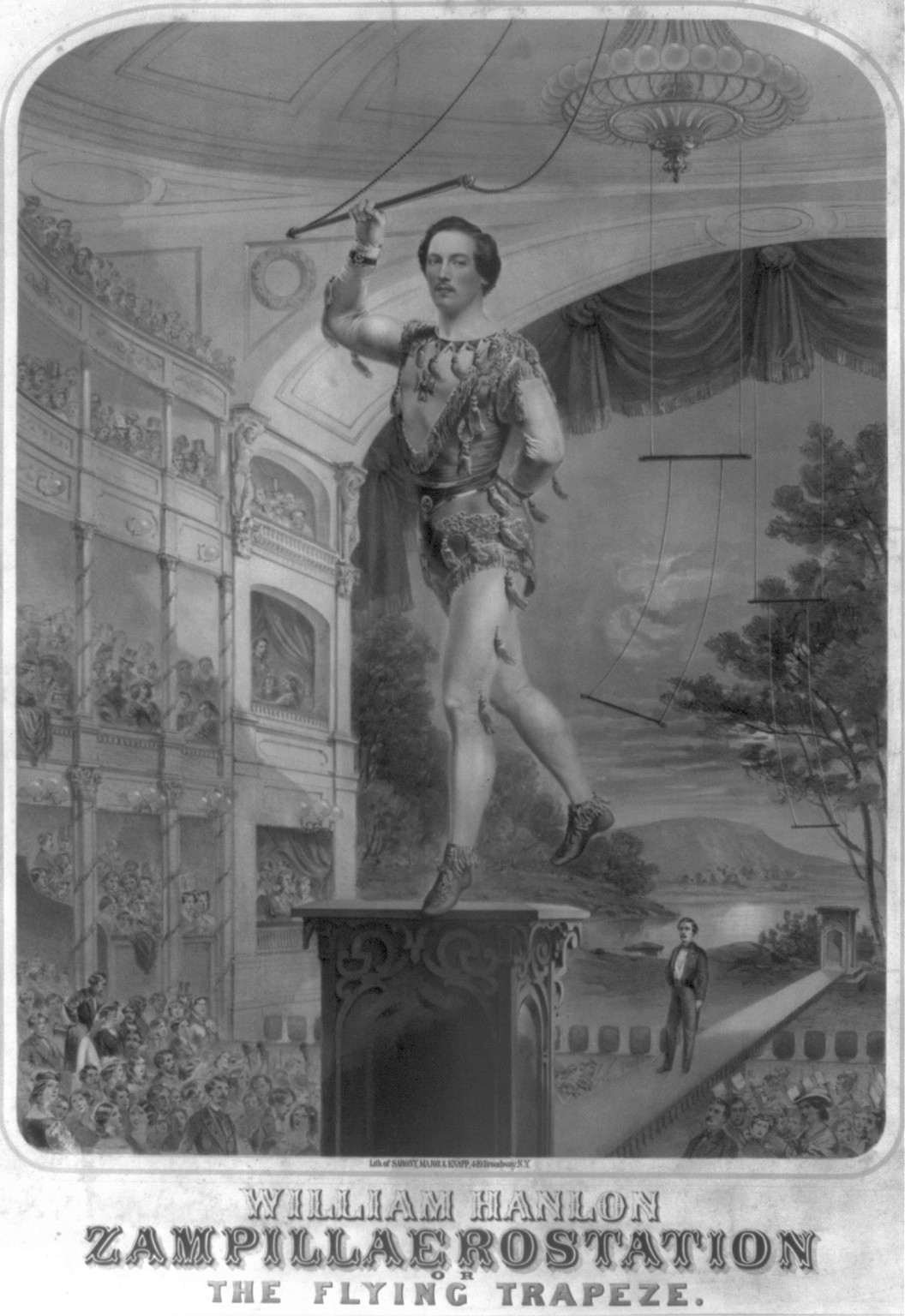 William Hanlon. Zampillaerostation or the flying trapeze, [no date recorded on shelflist card] — historic print
