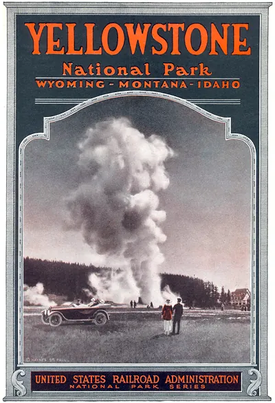 Yellowstone National Park, Wyoming-Montana-Idaho, United States Railroad Administration poster