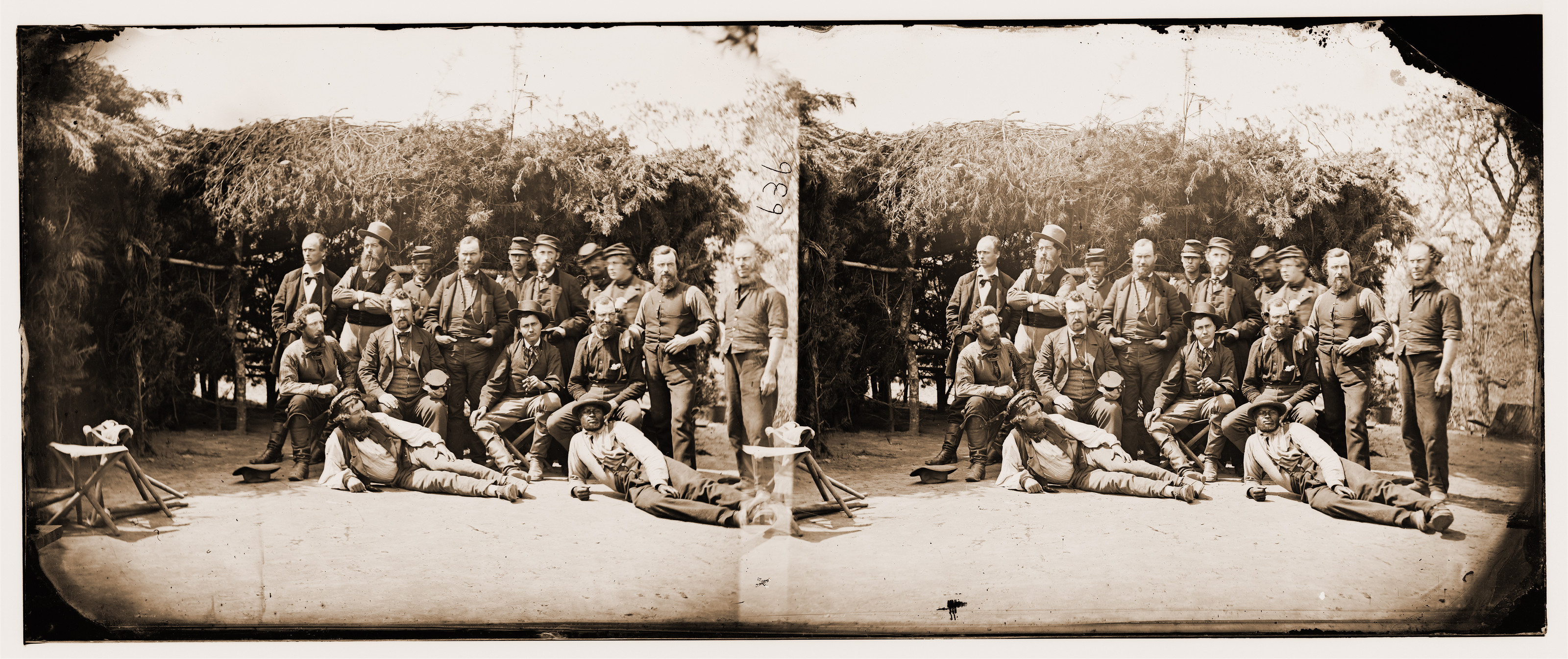 Cumberland Landing Virginia. Group of civilians and soldiers, 1862 — historic photograph