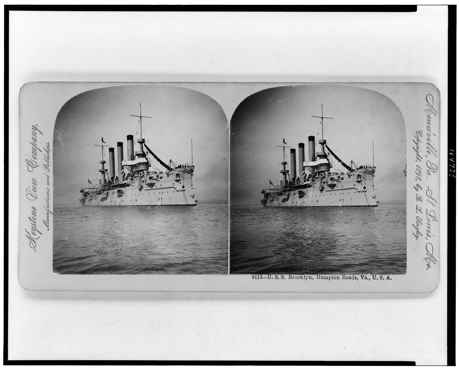 U.S.S. Brooklyn, Hampton Roads, Va., U.S.A., Meadville, Pa. : Keystone View Company, manufacturers and publishers, c1898. — historic photograph