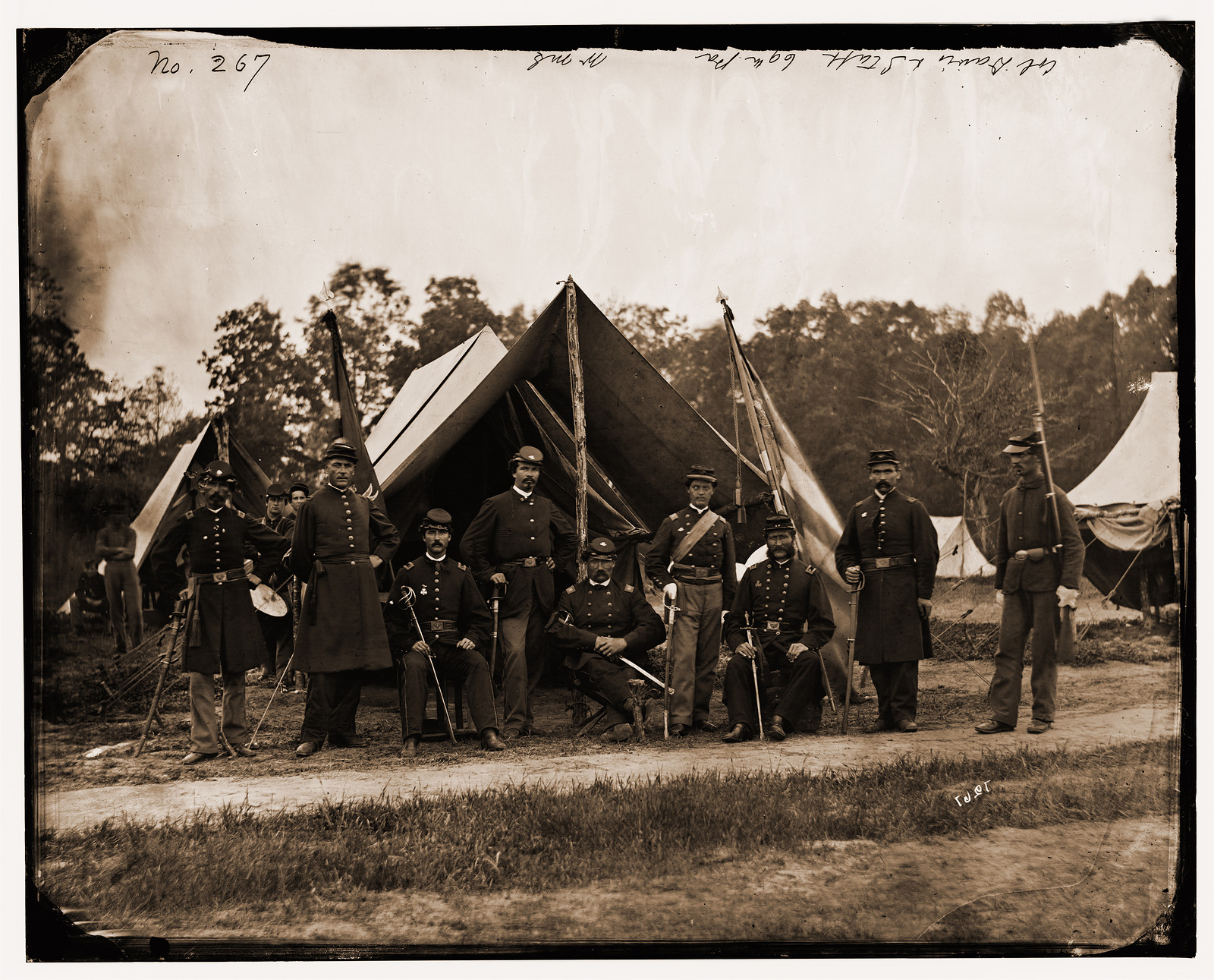 Gettysburg Pennsylvania. Field and staff officers 69th Pennsylvania, 1865 — historic photograph