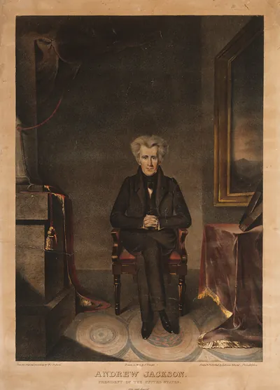 Andrew Jackson, President of the United States / from the original painting by W.J. Hubard ; drawn on stone by A. Newsam.