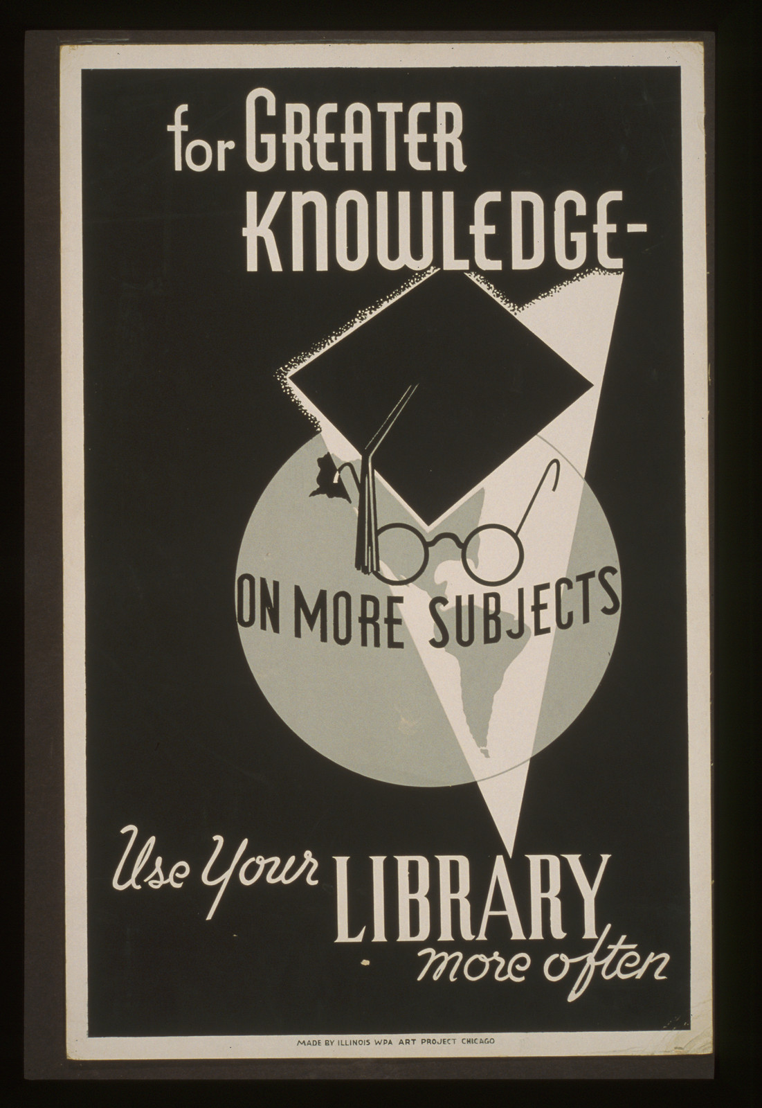 For greater knowledge on more subjects use your library more often, 1936 — vintage poster