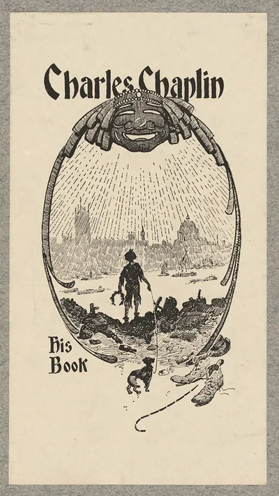 Charles Chaplin His Book bookplate illustration