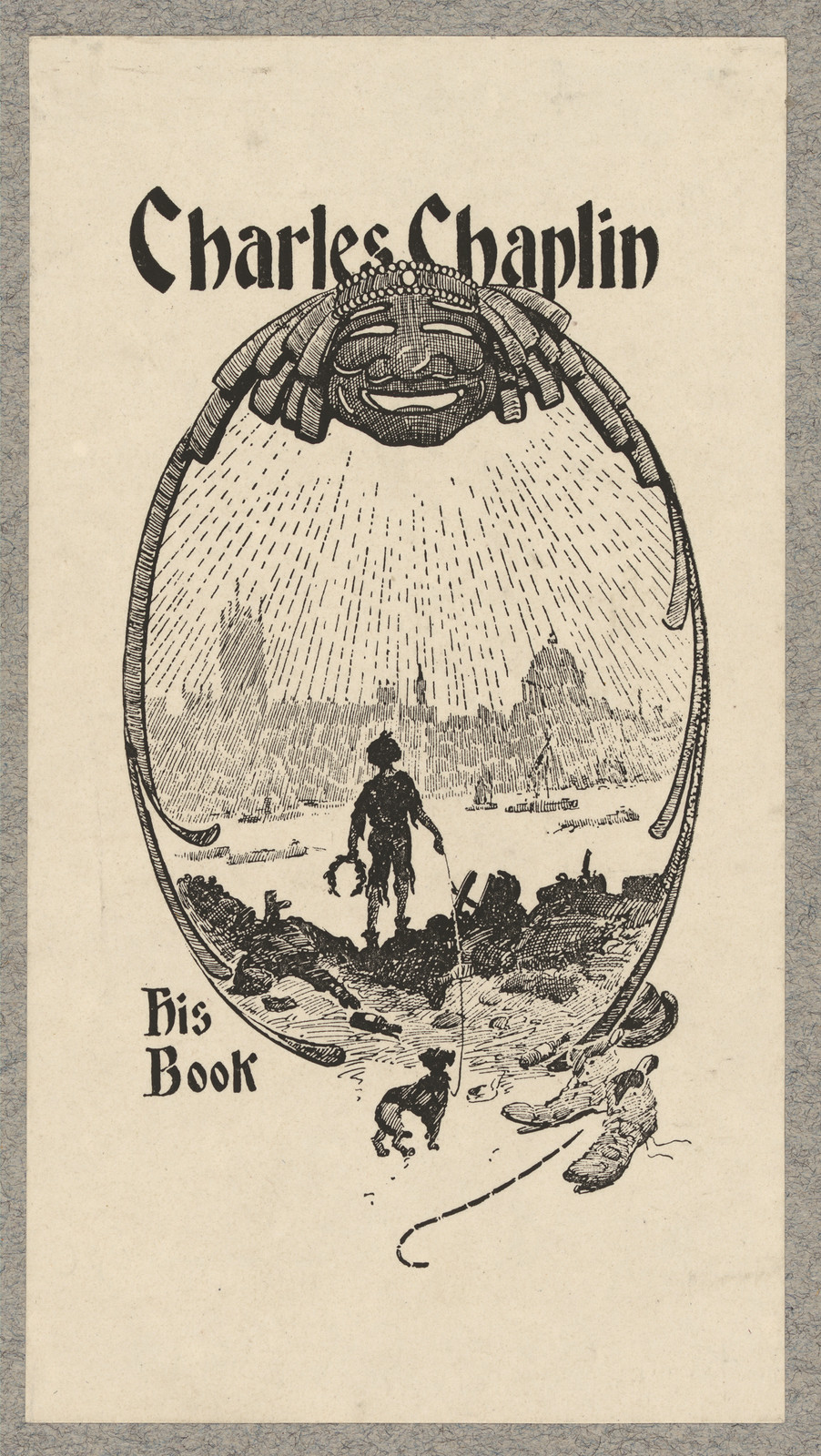 Charles Chaplin His Book bookplate illustration — historic image