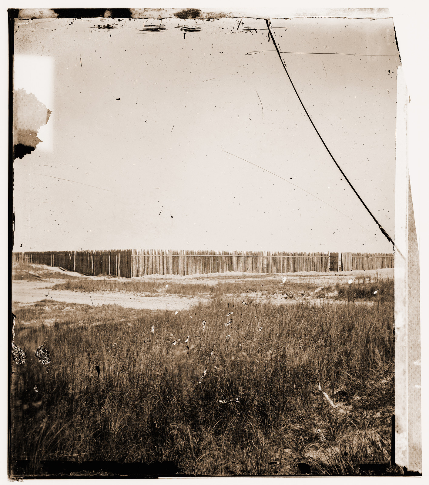 Charleston South Carolina (vicinity). Stockade on Morris Island where Confederate p, 1865 — historic photograph