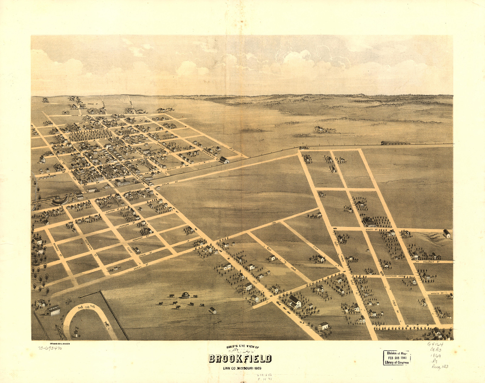 Brookfield, Missouri, 1869, 1869 — antique map