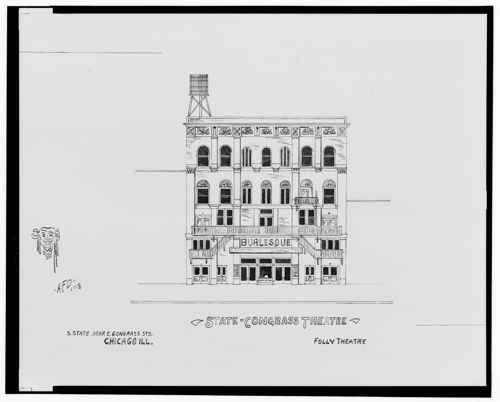 [State-Congress Theatre (Folly Theatre, burlesque), S. State St. near E. Congress St., Chicago, Illinois] / AFD 1928., And Engineering (ADE) Drawings — vintage poster