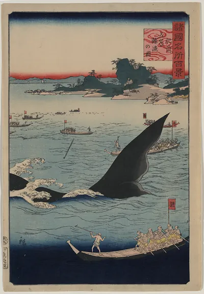 Whale hunting at the island of Goto in Hizen.