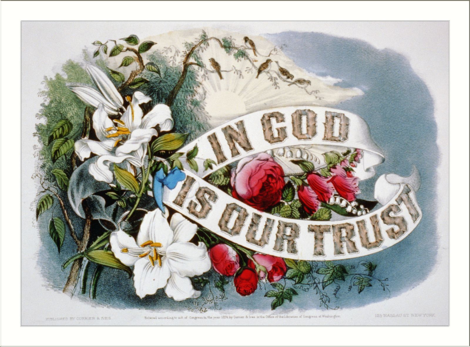 In God is our trust, New York : Published by Currier & Ives, c1874. — antique lithograph