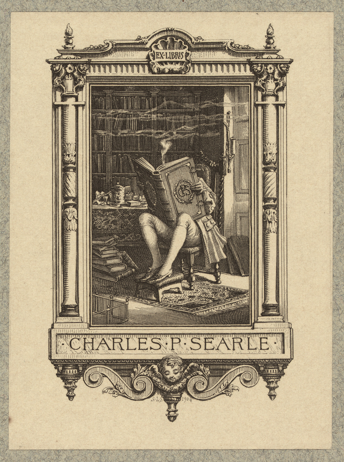 Ex libris bookplate of Charles P. Searle — historic image