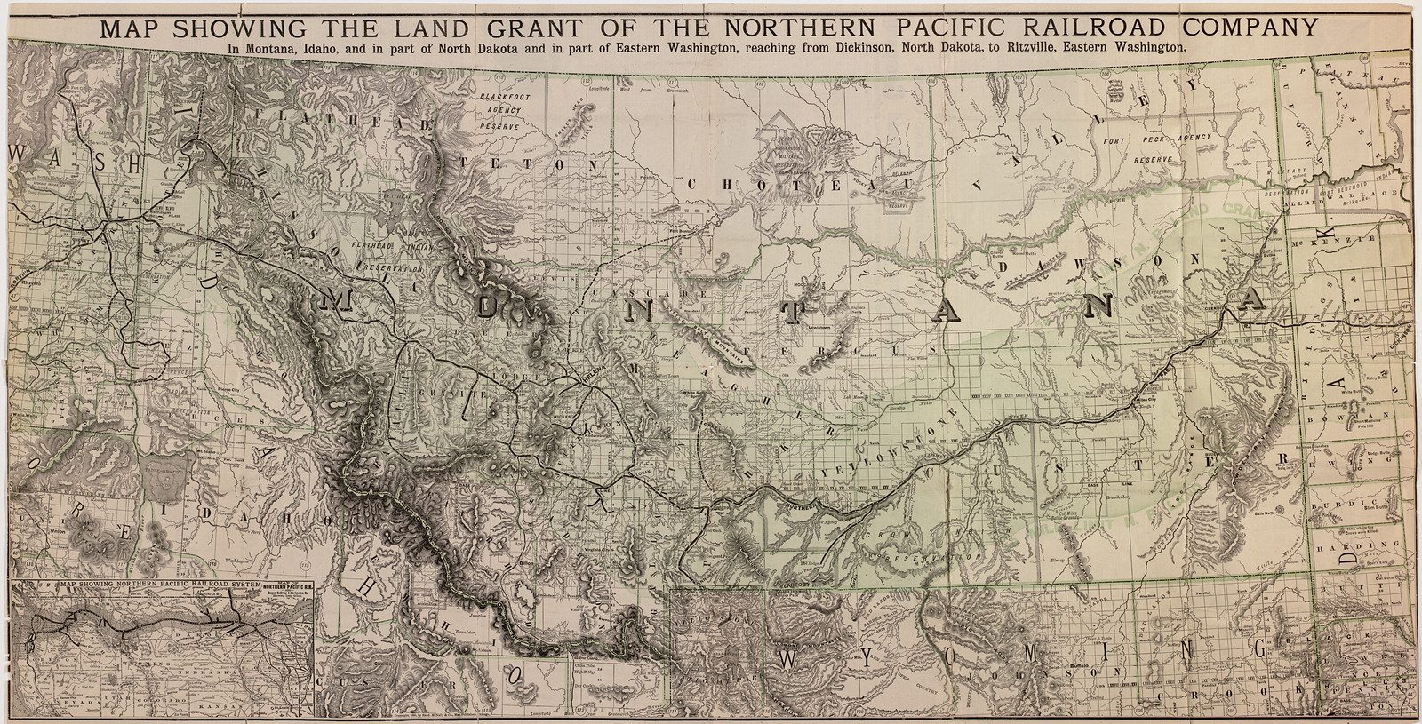 Northern Pacific 1890, Idaho — antique map