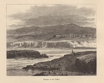 Passage of the Dalles, engraved river landscape view