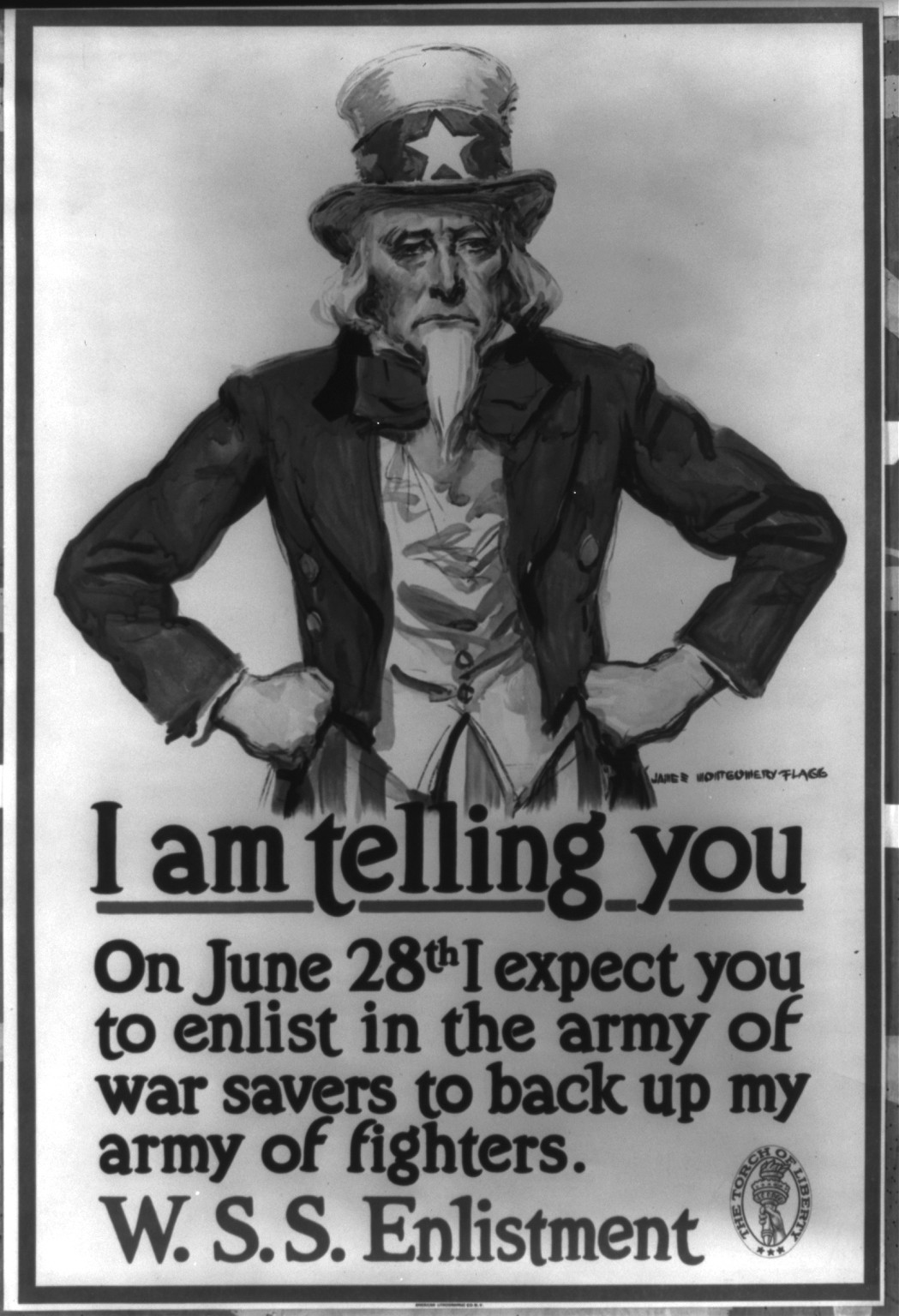 I am telling you--On June 28th I expect you to enlist in the army of war savers to back up my army of fighters / James Montgomery Flagg., 1918 — vintage poster
