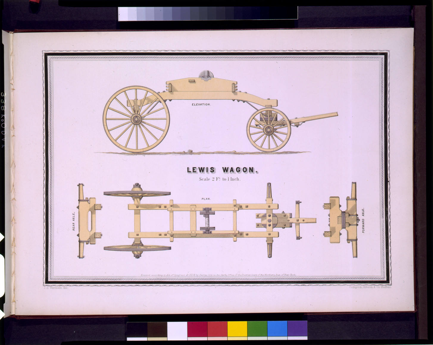Lewis wagon / J.S. Vernam del. ; Compton, Gibson & Co., Buffalo., Buffalo : Compton, Gibson & Co., c1854. — antique lithograph