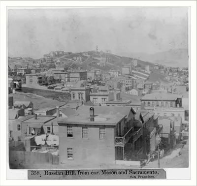 Russian Hill from corner of Mason and Sacramento, San Francisco