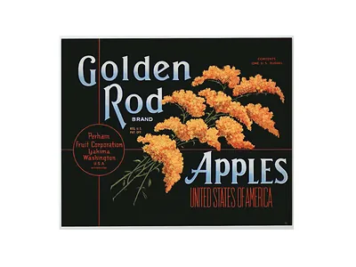 Golden Rod Brand Apples crate label, United States of America
