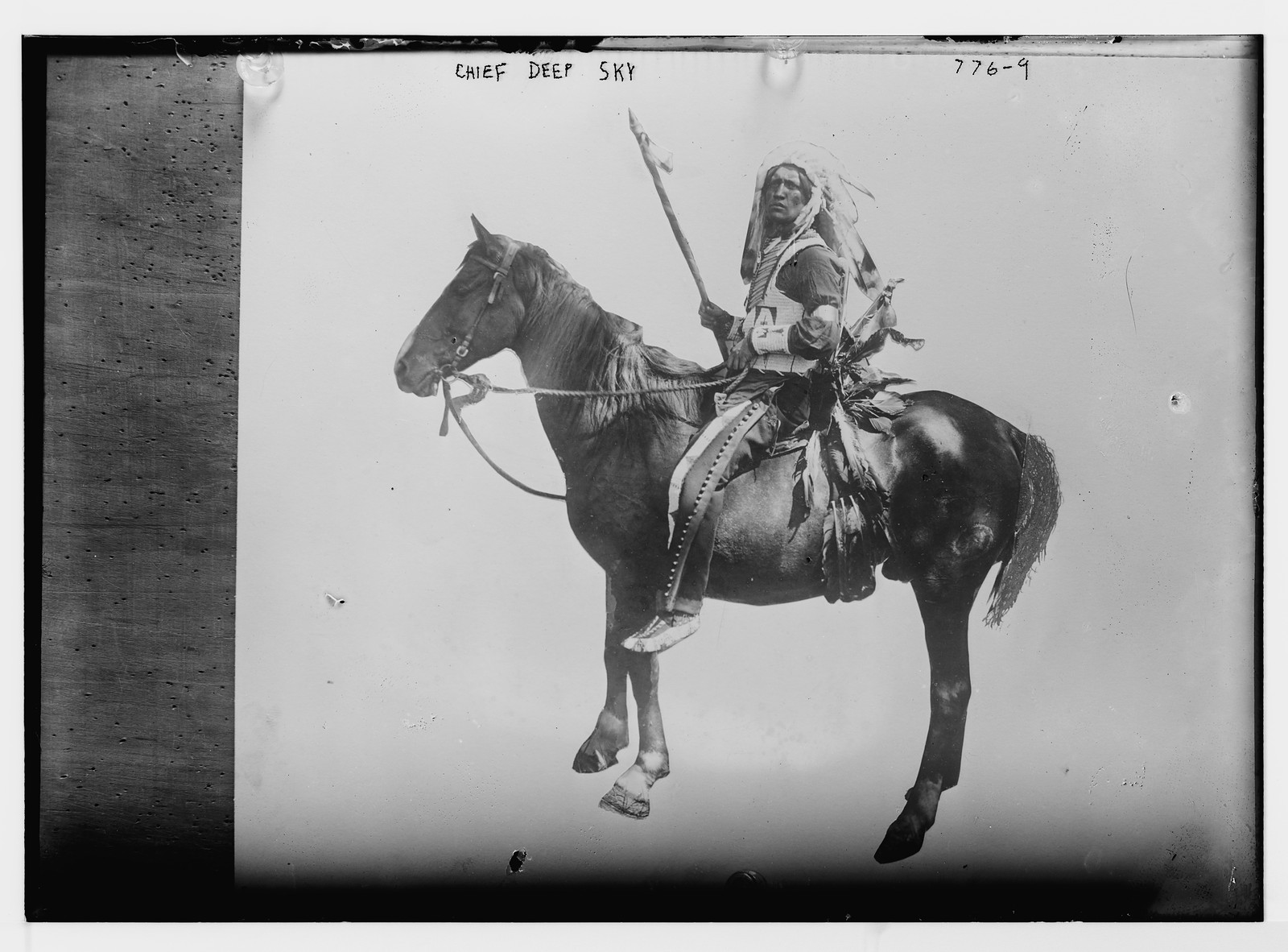 Chief Deep Sky-Indian mounted on horse, n/a — historic photograph