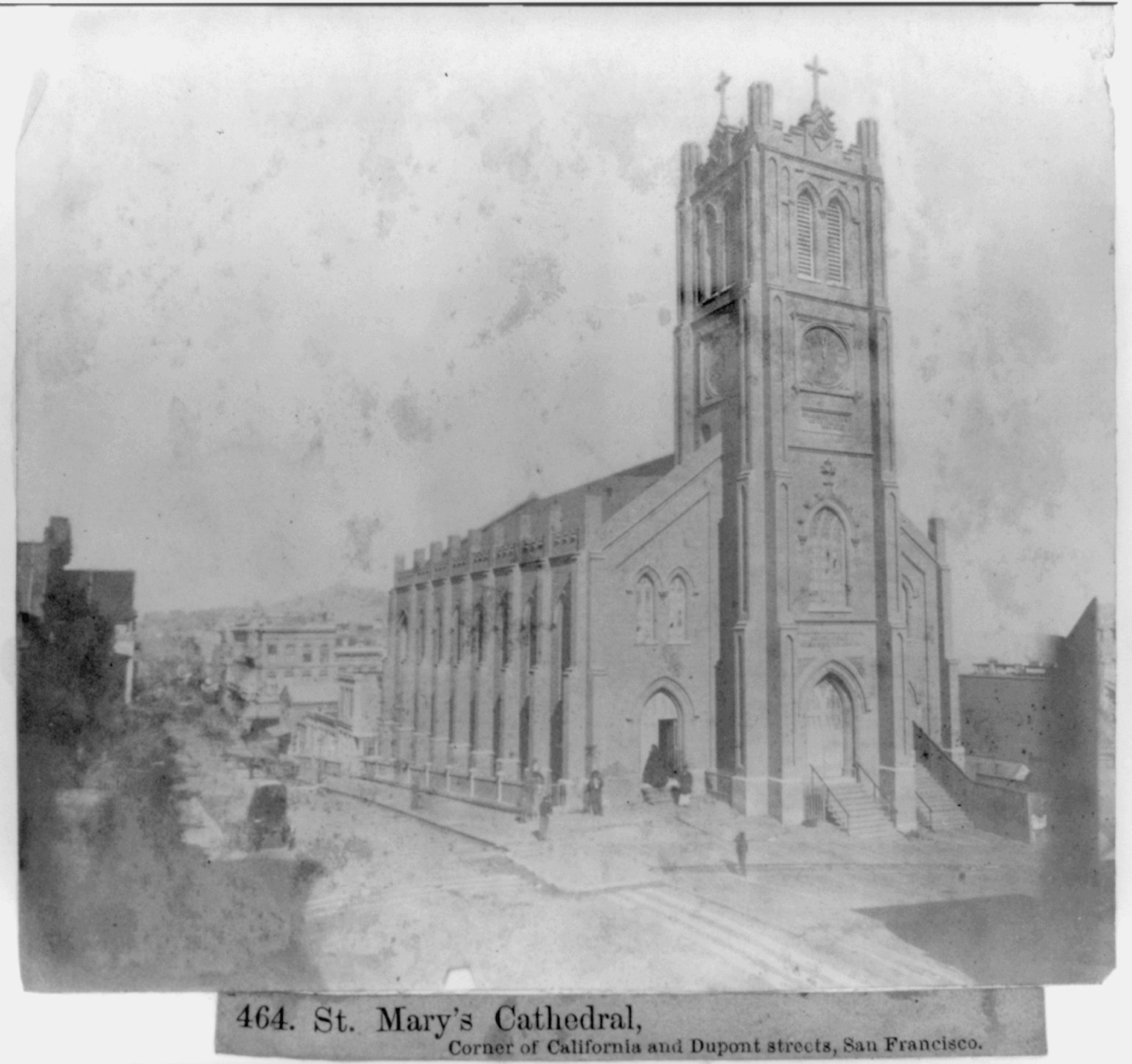St. Mary's Cathedral - Corner of California and Dupont Streets, San Francisco, [published 1866] — historic photograph