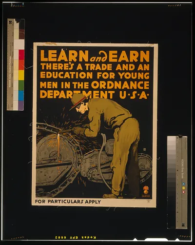 Learn and earn Theres a trade and an education for young men in the Ordnance Department U-S-A / Falls Engineer Reproduction Plant U.S. Army Washington Barracks D.C.