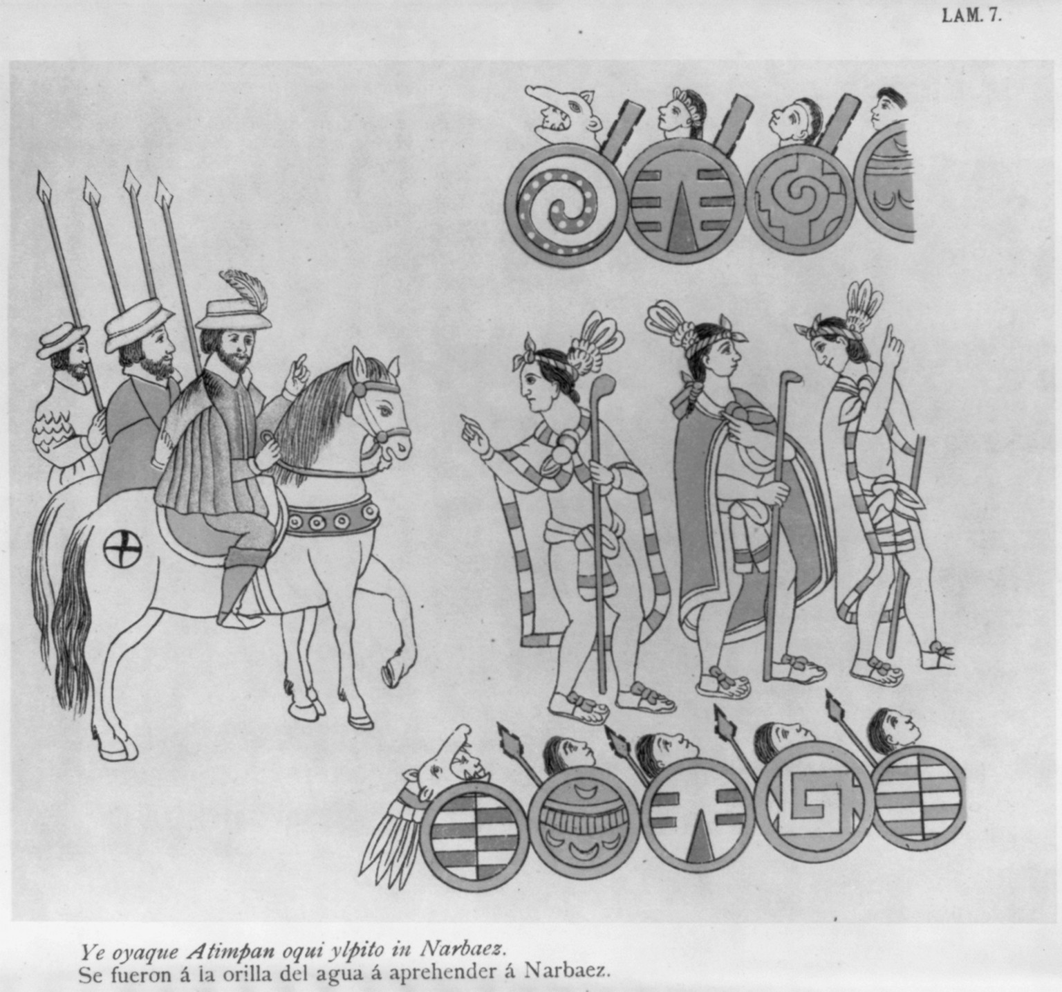 [Battle at the water's edge and capture of Panfilo de Narvaez; 1520] — historic print