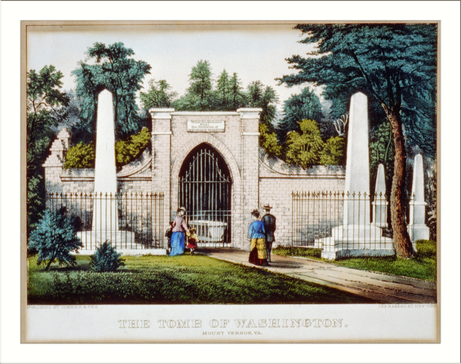 The tomb of Washington: Mount Vernon, Va., New York : Published by Currier & Ives, [between 1856 and 1907]. — antique lithograph