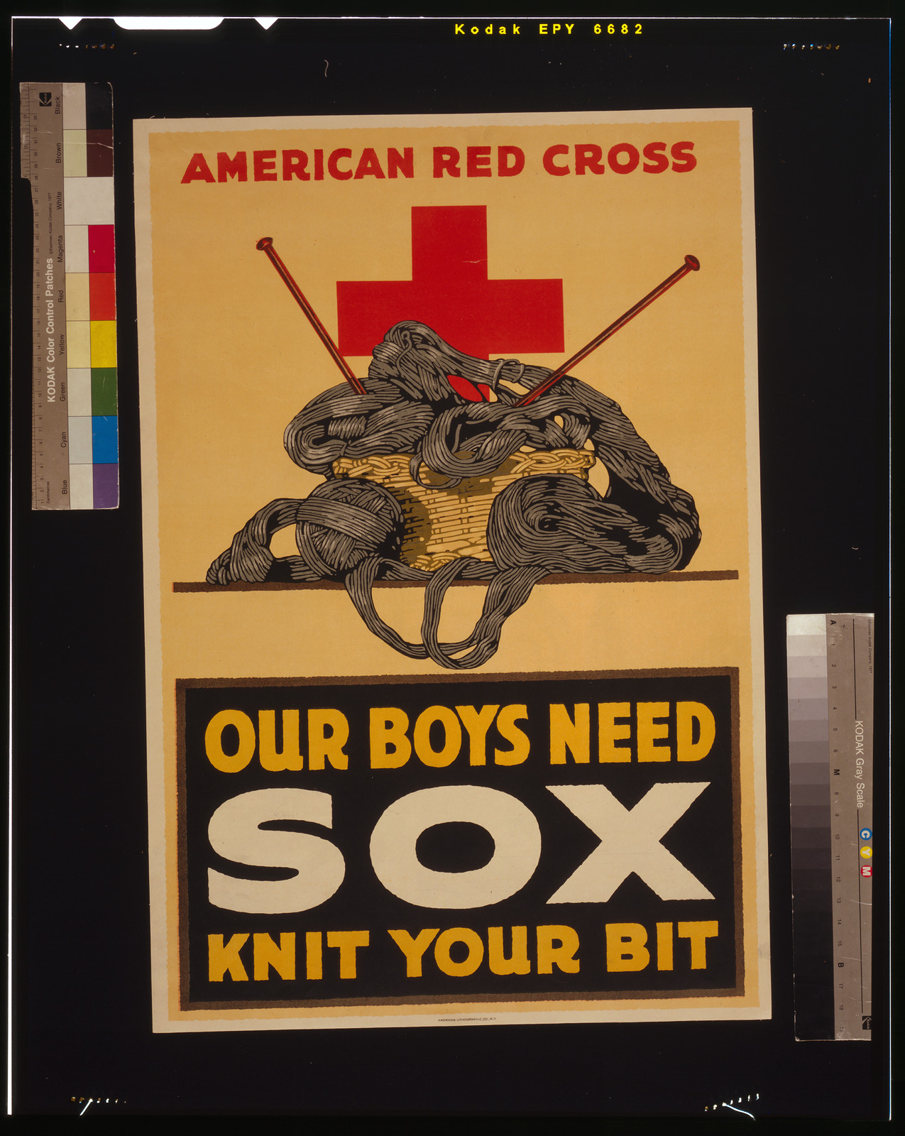 Our boys need sox, knit your bit, N[ew] Y[ork] : American Lithographic Co., [1918?] — vintage poster