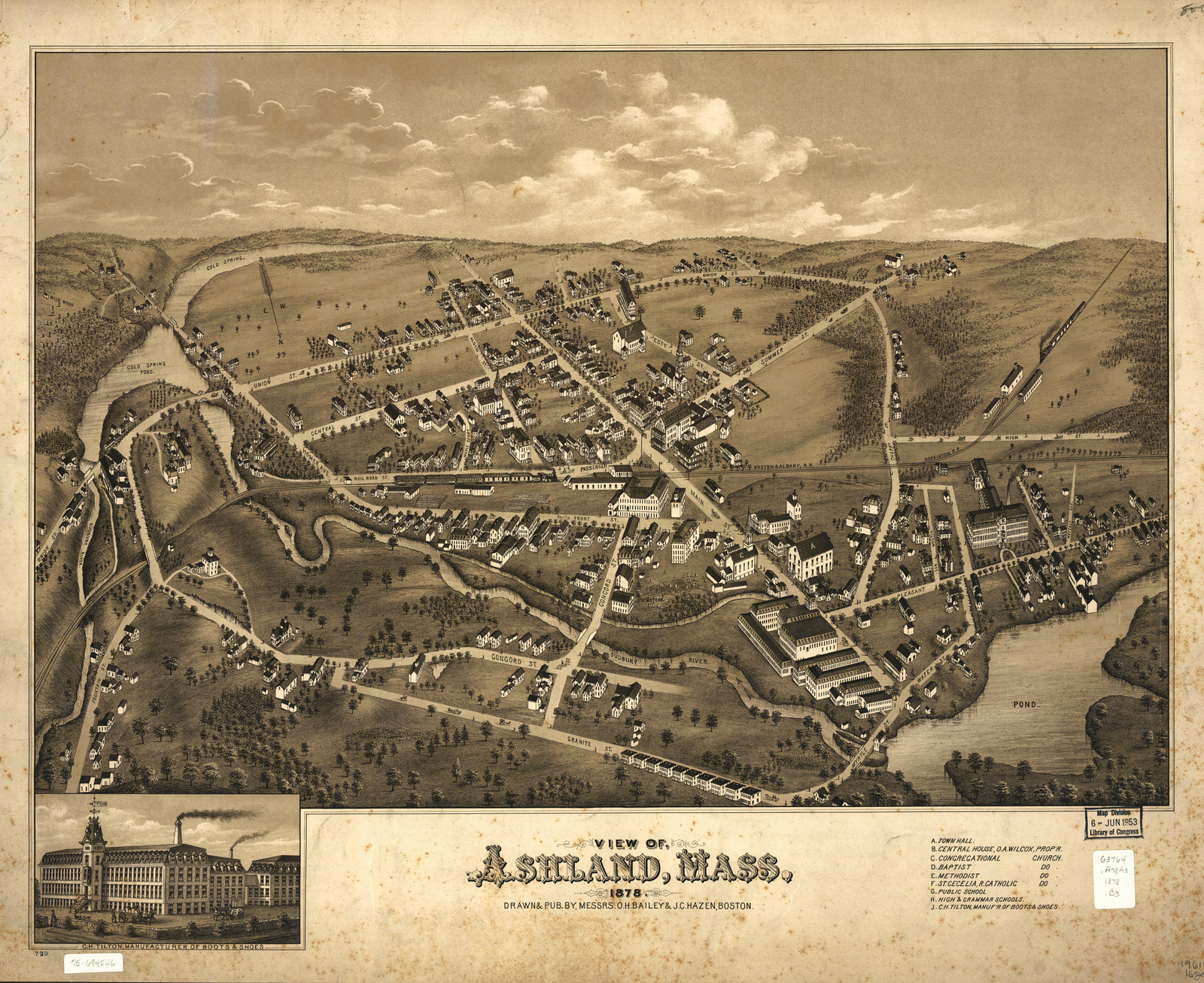 Ashland, Massachusetts, 1878, 1878 — antique map