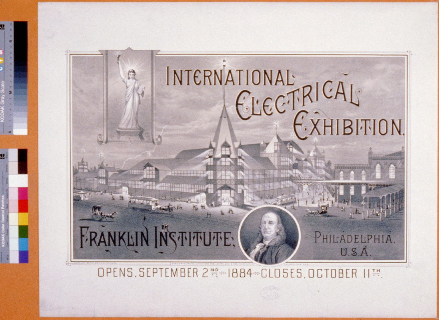 International Electrical Exhibition, Franklin Institute, Philadelphia, Philadelphia : Burk & McFetridge, 1884. — vintage poster