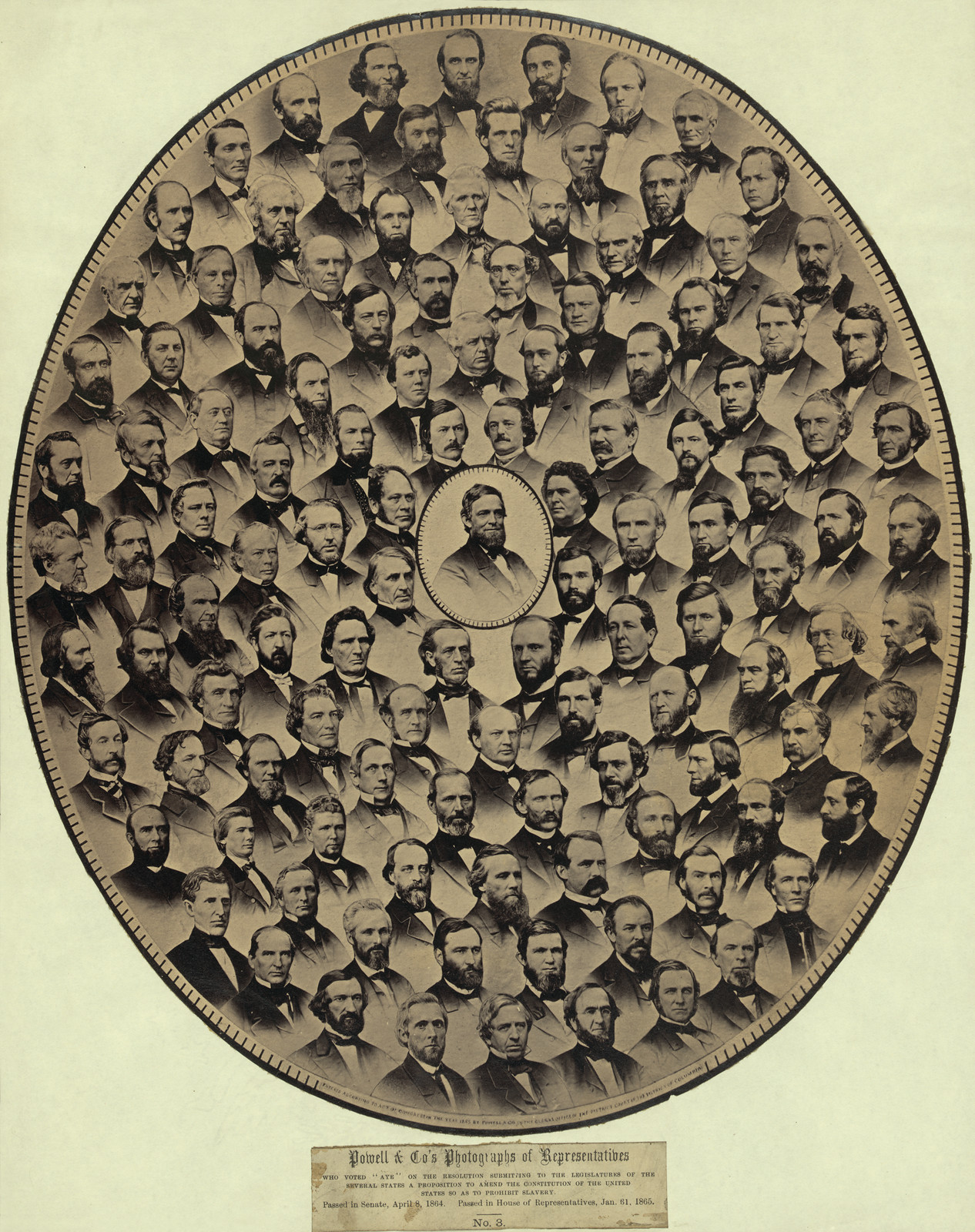 Photographs of Representatives Who Voted "Aye" on the Resolution Submitting to the Legislatures of the Several States a Proposition to Amend the Constitution of the United States as to Prohibit Slavery, 1865 — historic photograph